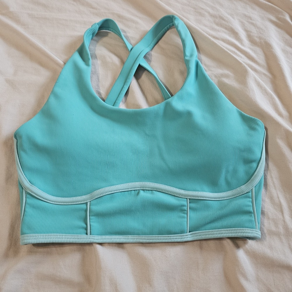 Wilo The Label Sports Bra Women's Small Blue Ribbed Crop